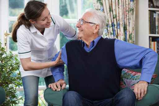 respite care in michigan - Care Worker Helping Senior Man To Get Up Out Of Chair